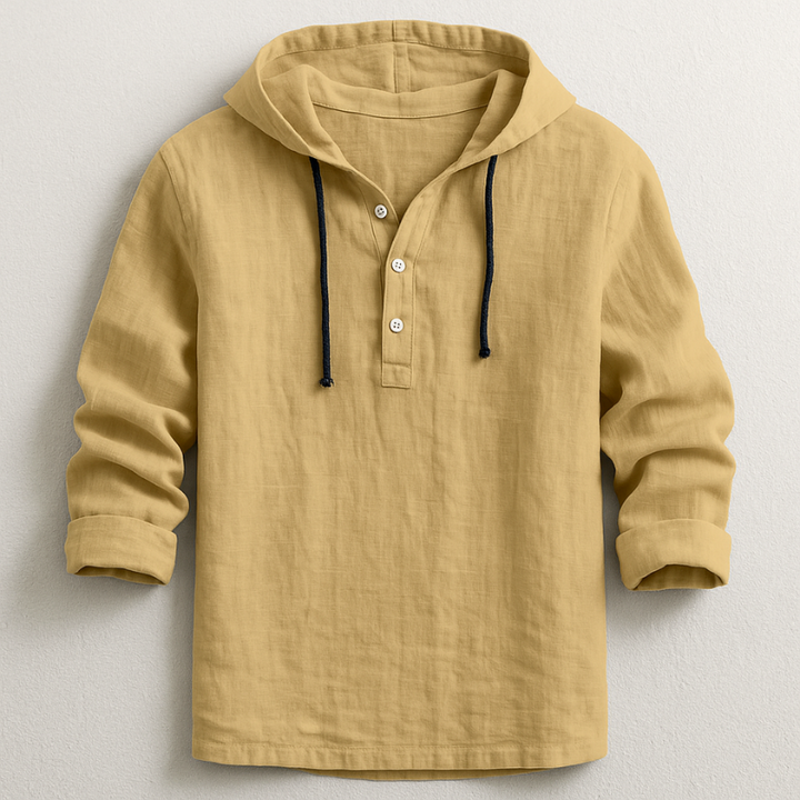 Men’s Hoodie with Adjustable Hood and Linen Fabric