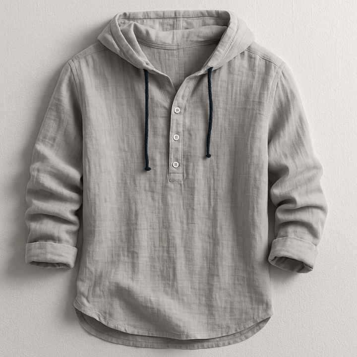 Men’s Hoodie with Adjustable Hood and Linen Fabric