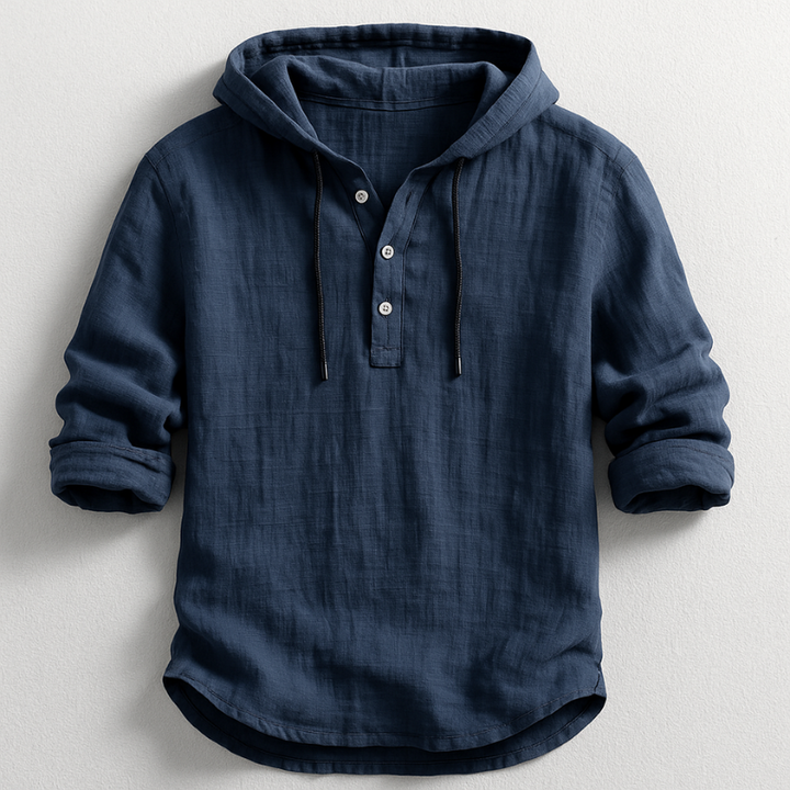 Men’s Hoodie with Adjustable Hood and Linen Fabric