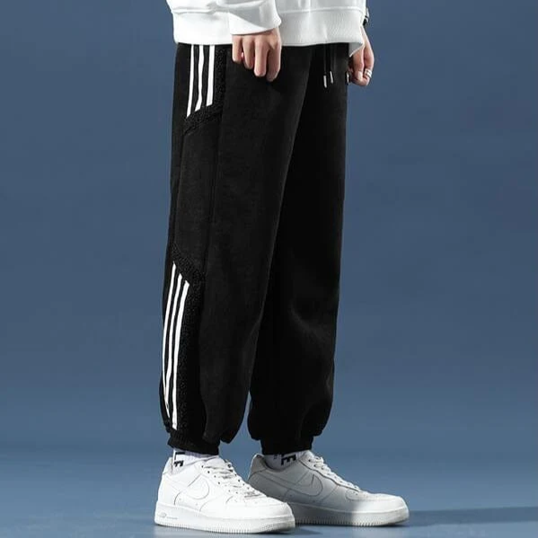 Men’s Joggers with Sherpa Lining and Contrasting Stripes
