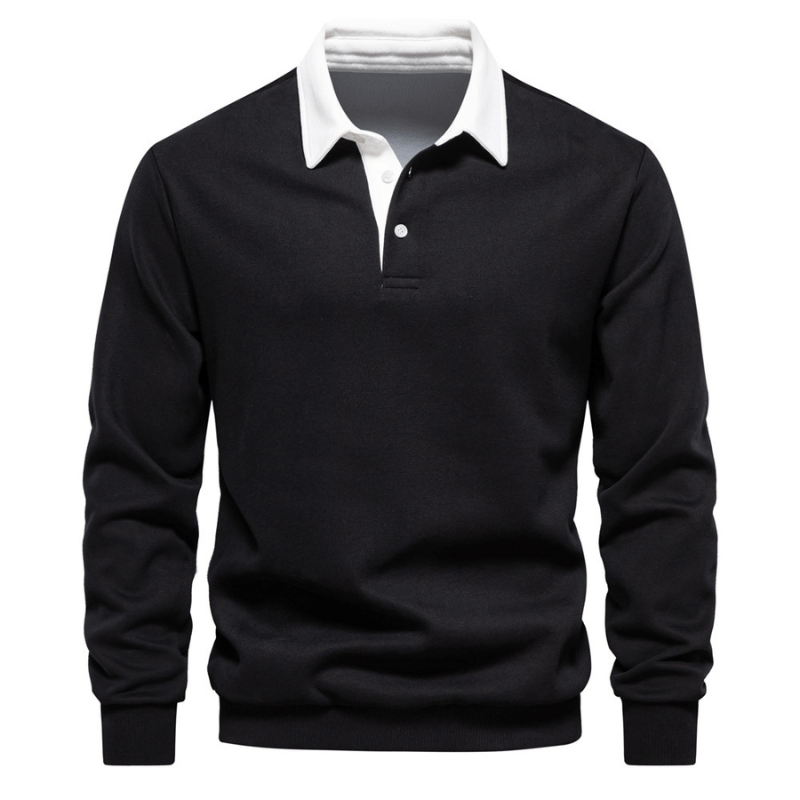 Men’s Jumper with Polo Collar and Button Cuffs