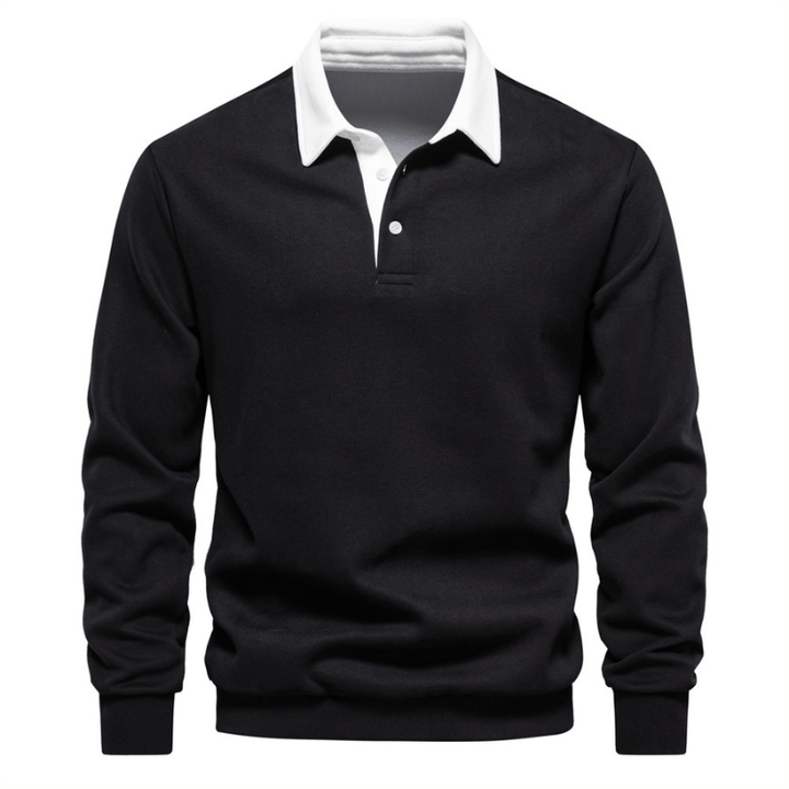 Men’s Jumper with Polo Collar and Button Cuffs