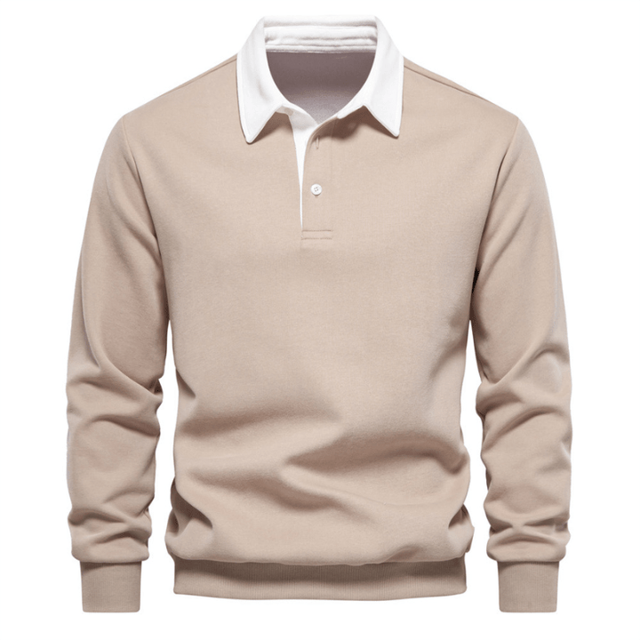 Men’s Jumper with Polo Collar and Button Cuffs