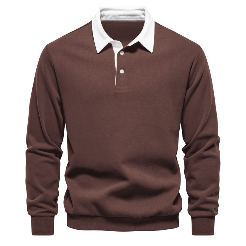 Men’s Jumper with Polo Collar and Button Cuffs