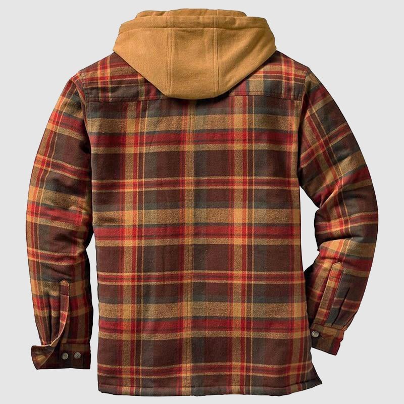 Mens Lumberjack Jacket with Zipper Closure and Detachable Hood