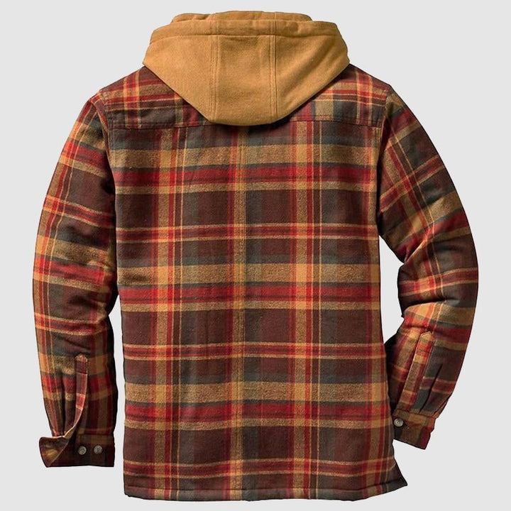 Mens Lumberjack Jacket with Zipper Closure and Detachable Hood