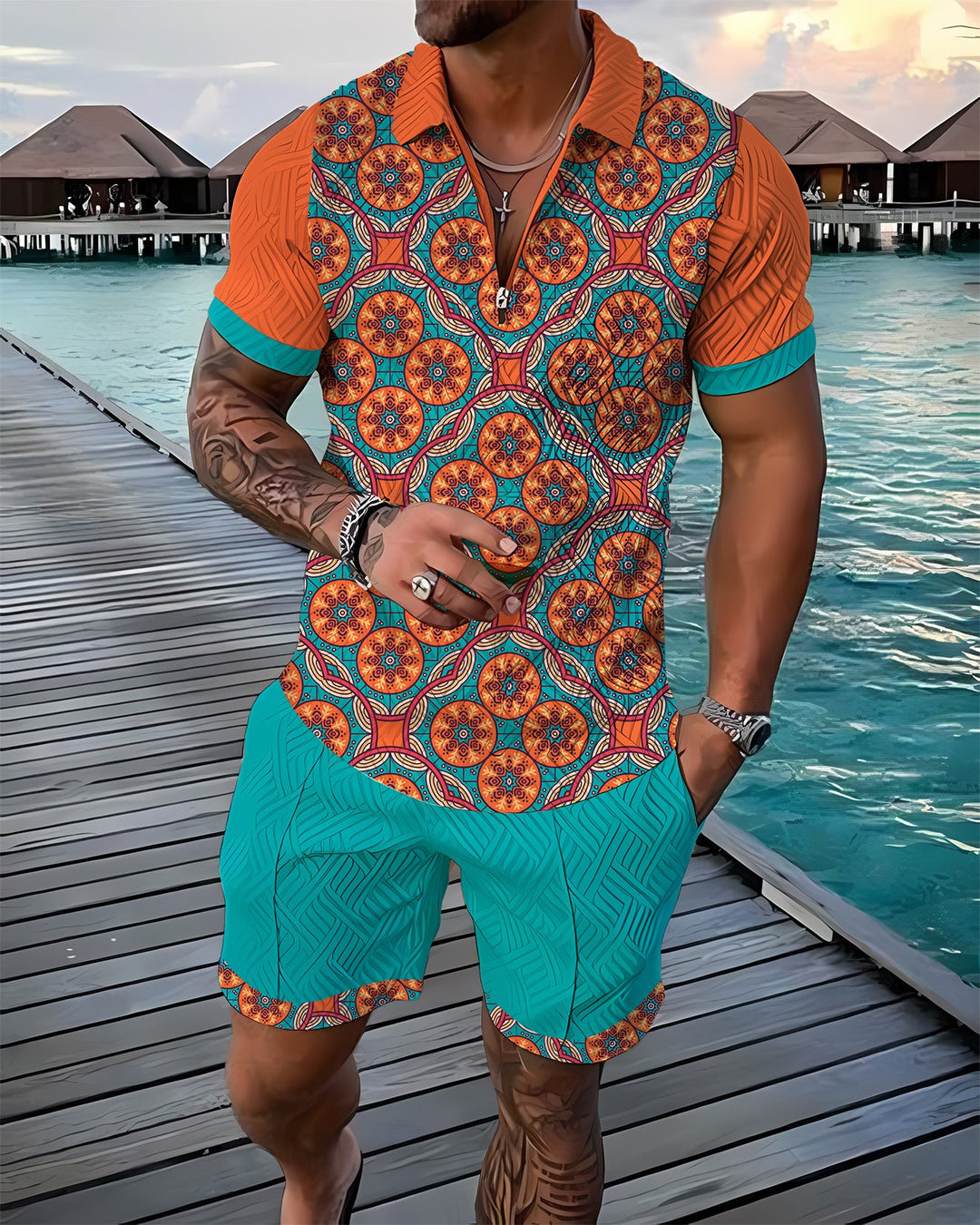 Men’s Polo Shirt and Shorts Set
