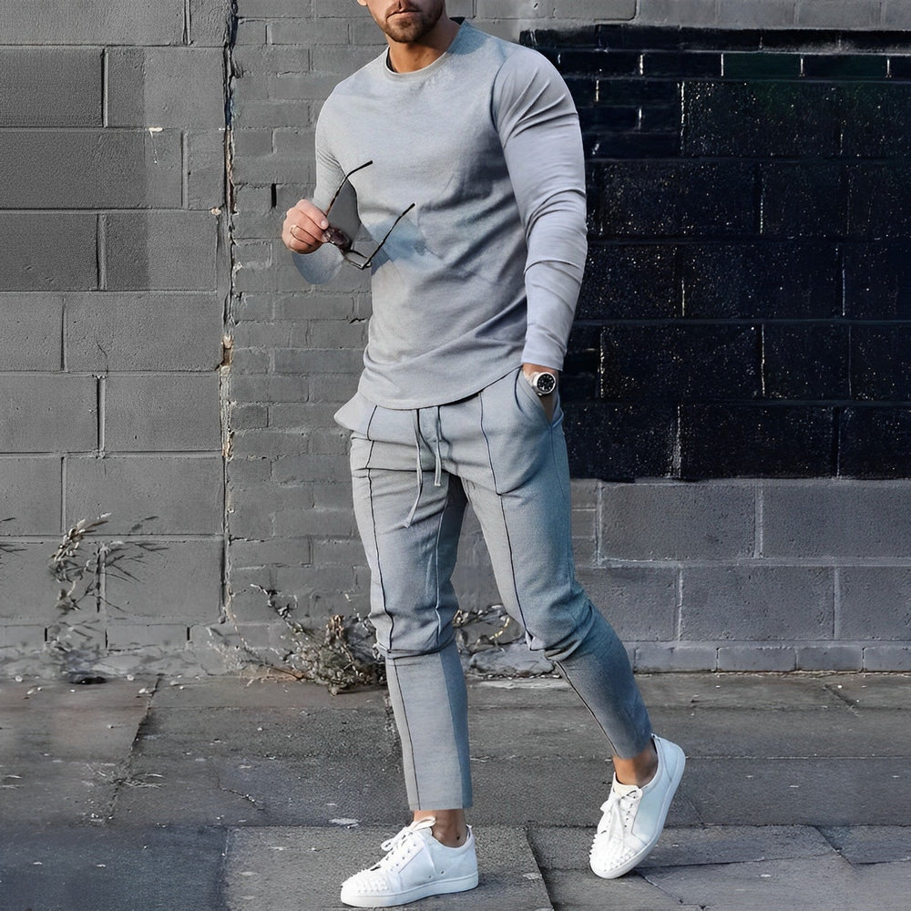 Men’s Set with Elastic and Straight Leg Pants