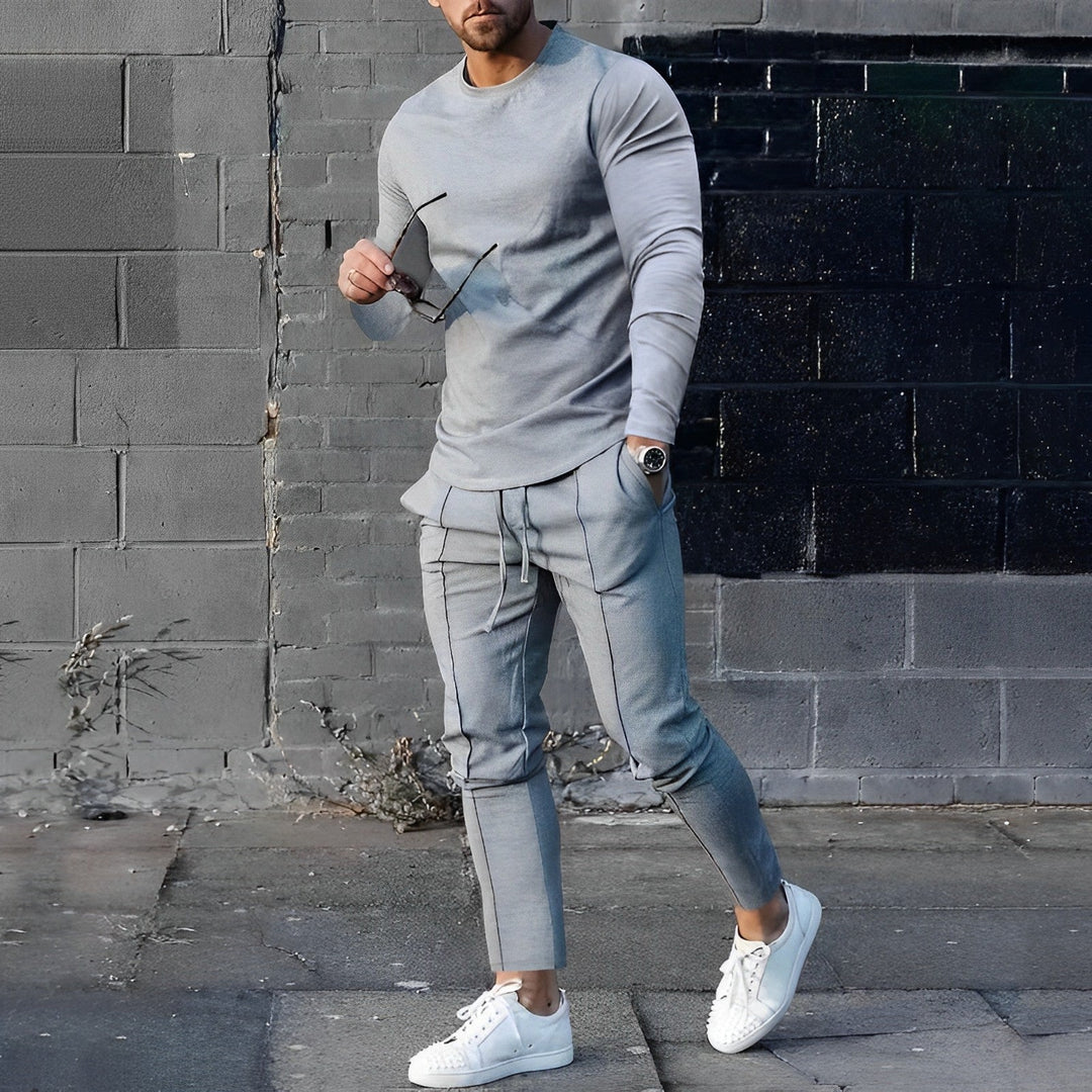 Men’s Set with Elastic and Straight Leg Pants