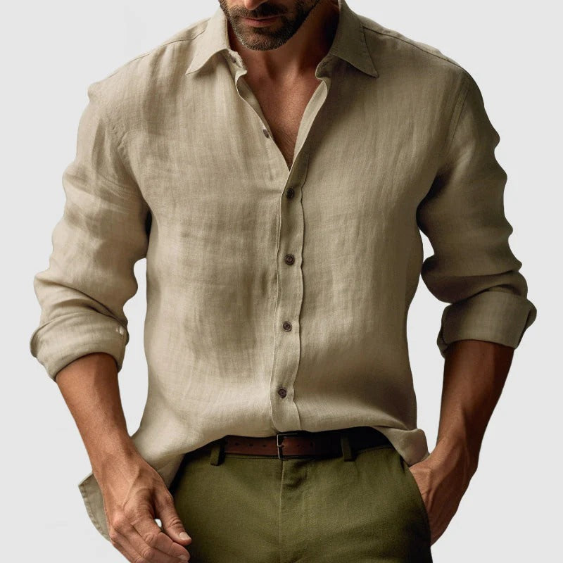 Mens Shirt with Button-Down Front and Long Sleeves