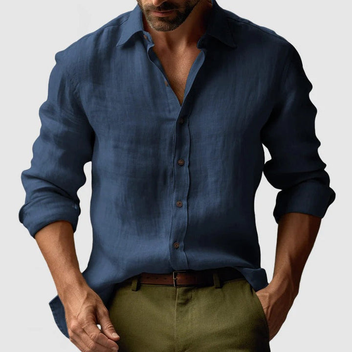 Mens Shirt with Button-Down Front and Long Sleeves