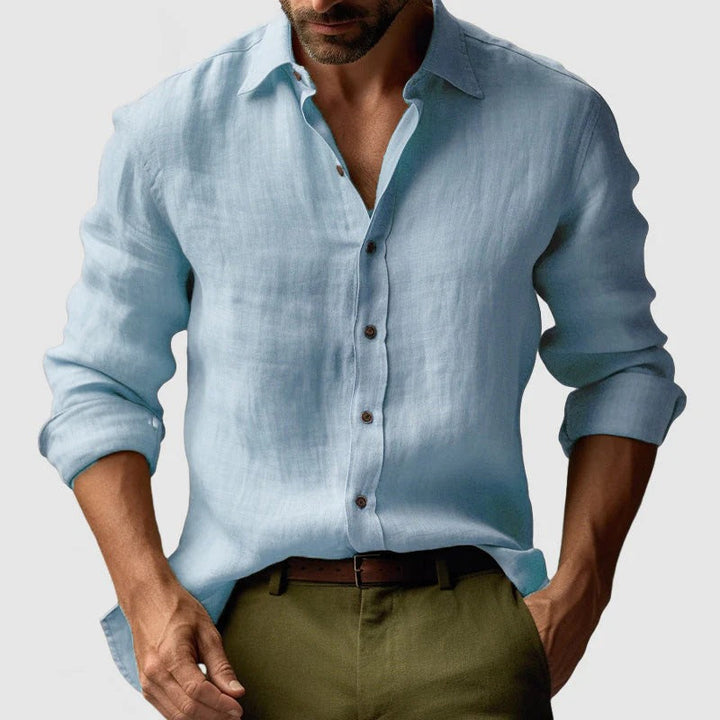 Mens Shirt with Button-Down Front and Long Sleeves