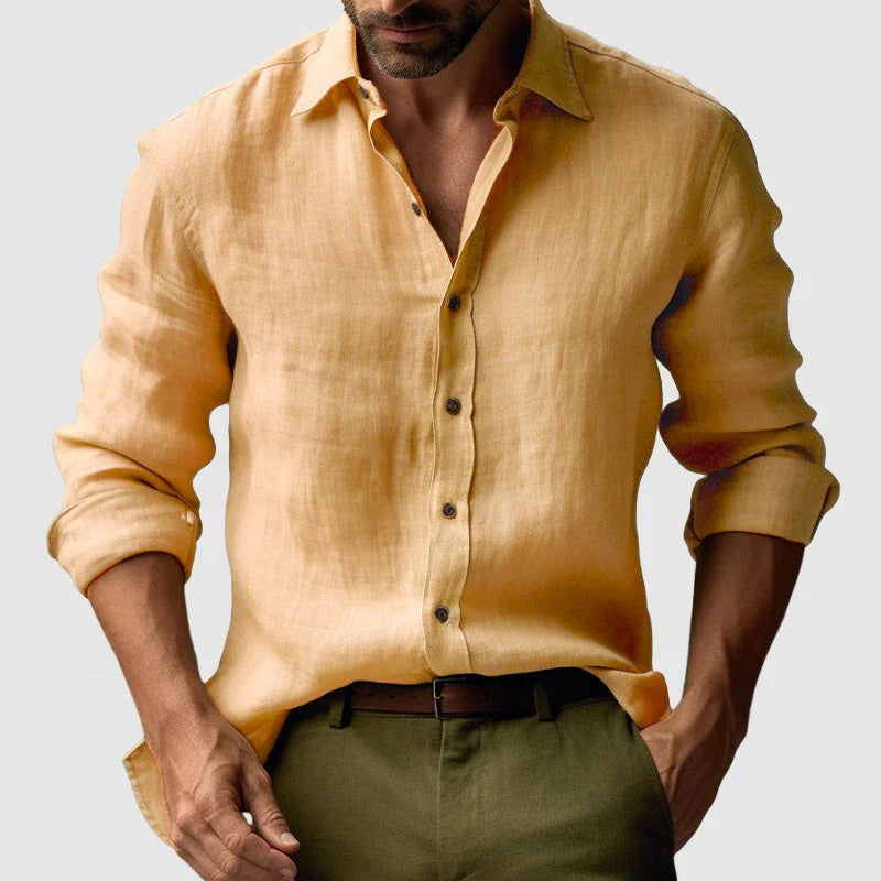Mens Shirt with Button-Down Front and Long Sleeves