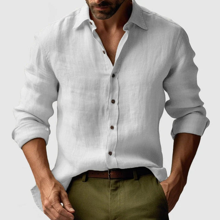 Mens Shirt with Button-Down Front and Long Sleeves