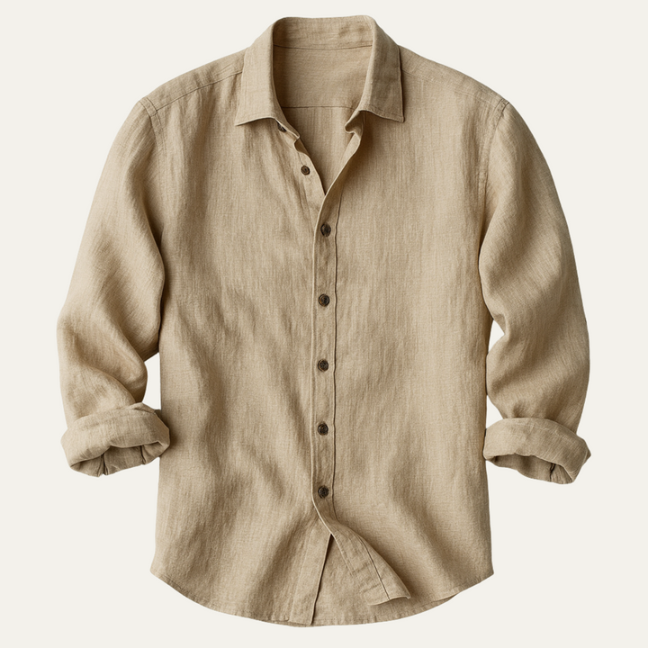 Mens Shirt with Button-Down Front and Long Sleeves