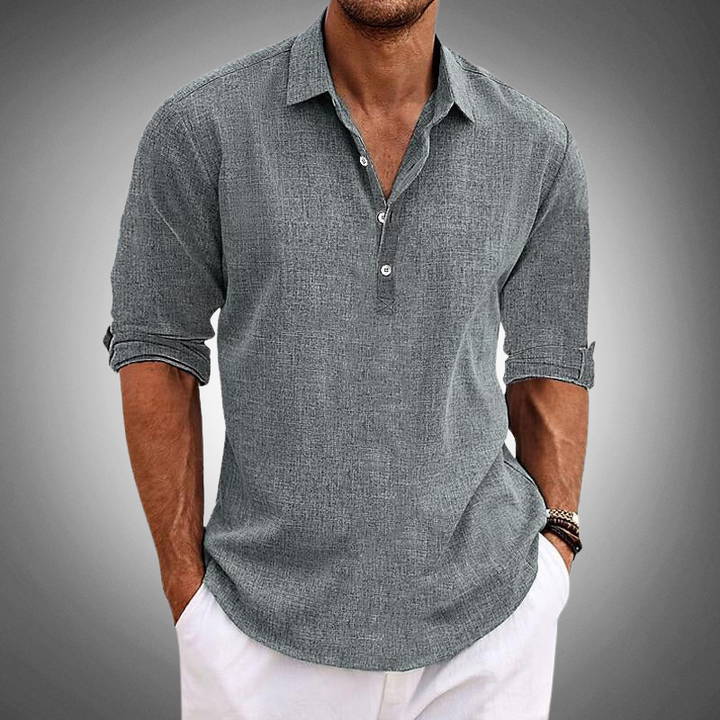 Mens Shirt with Button Placket and Pointed Collar