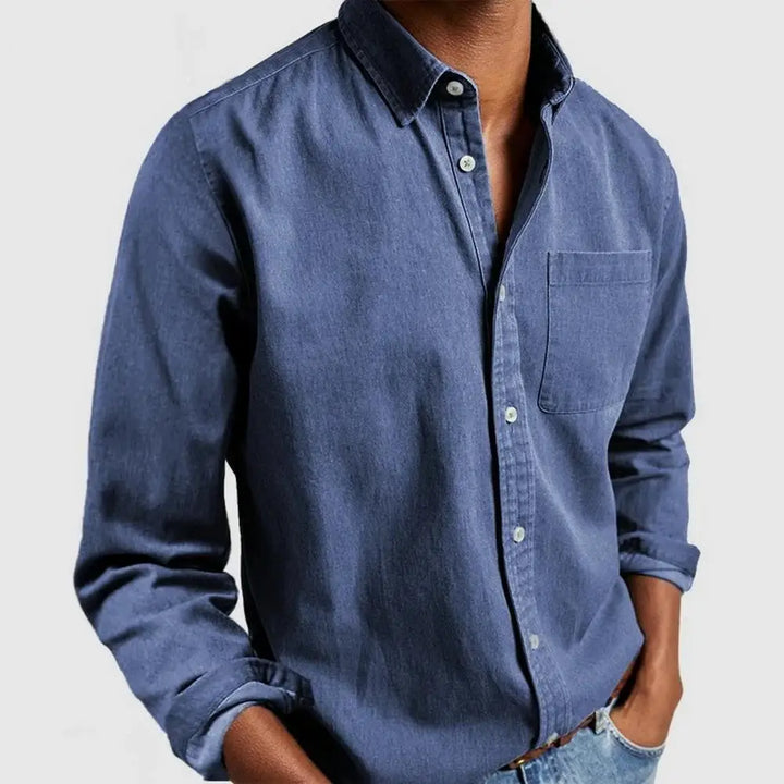 Men’s Shirt with Modern Lapel and Button Closure