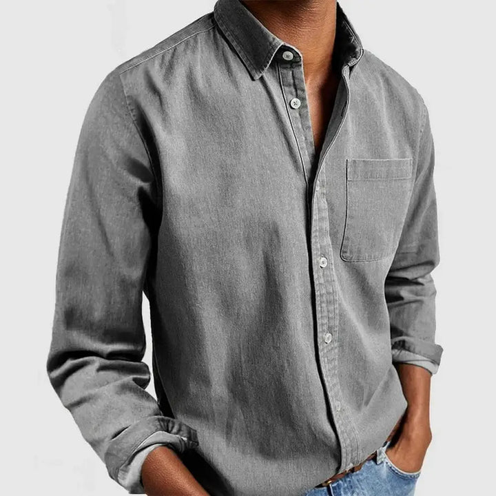 Men’s Shirt with Modern Lapel and Button Closure