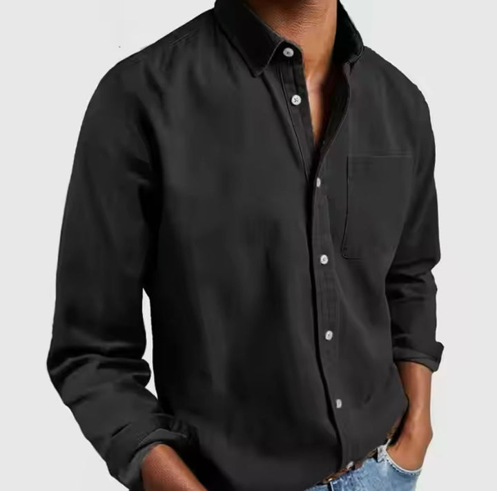 Men’s Shirt with Modern Lapel and Button Closure