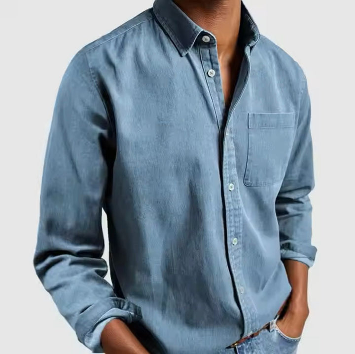 Men’s Shirt with Modern Lapel and Button Closure