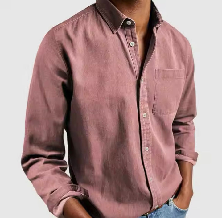 Men’s Shirt with Modern Lapel and Button Closure