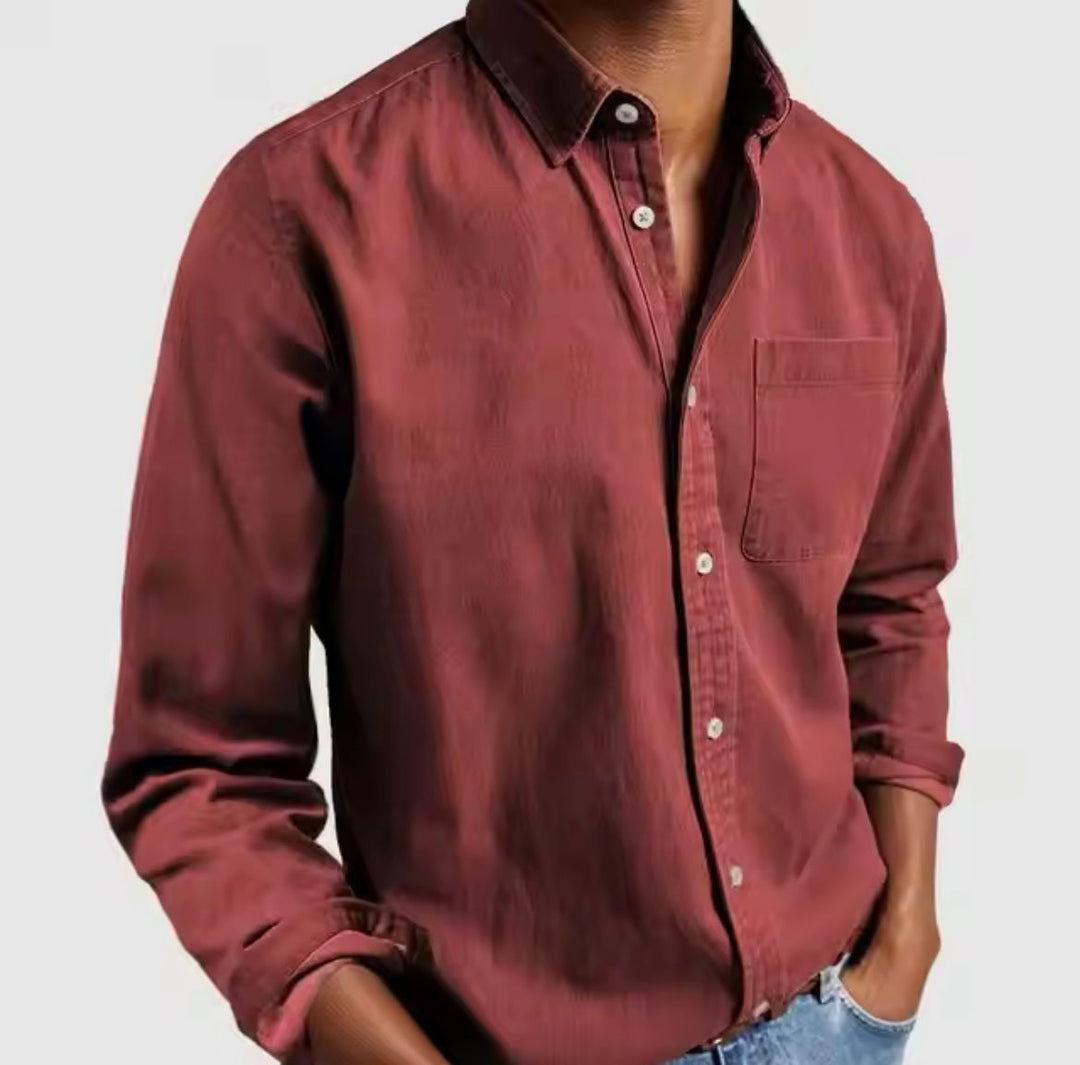 Men’s Shirt with Modern Lapel and Button Closure