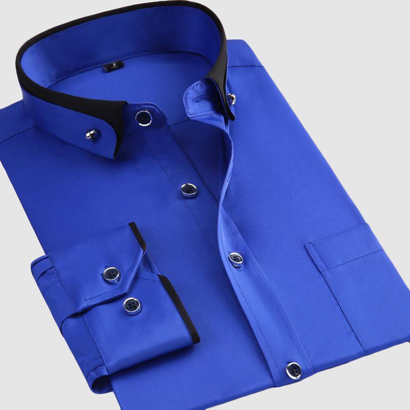 Men’s Shirt with Turn-Down Collar and Full-Length Sleeves
