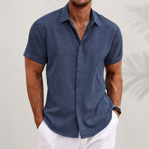 Men’s Short Sleeved Shirt with Linen Blend