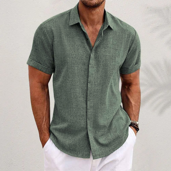 Men’s Short Sleeved Shirt with Linen Blend