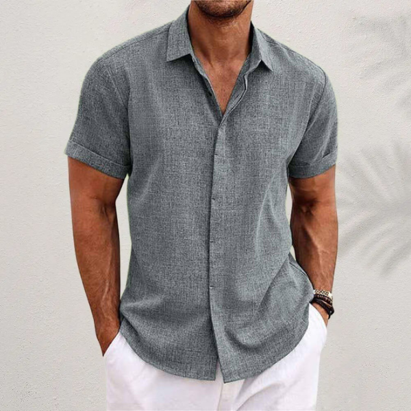 Men’s Short Sleeved Shirt with Linen Blend