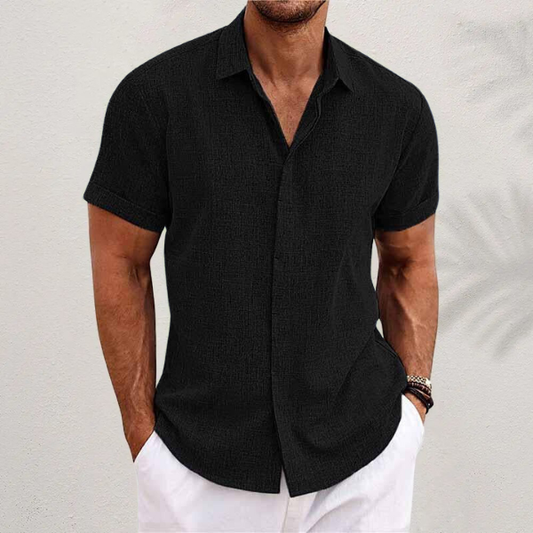Men’s Short Sleeved Shirt with Linen Blend