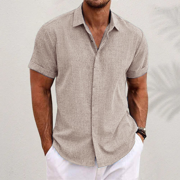 Men’s Short Sleeved Shirt with Linen Blend