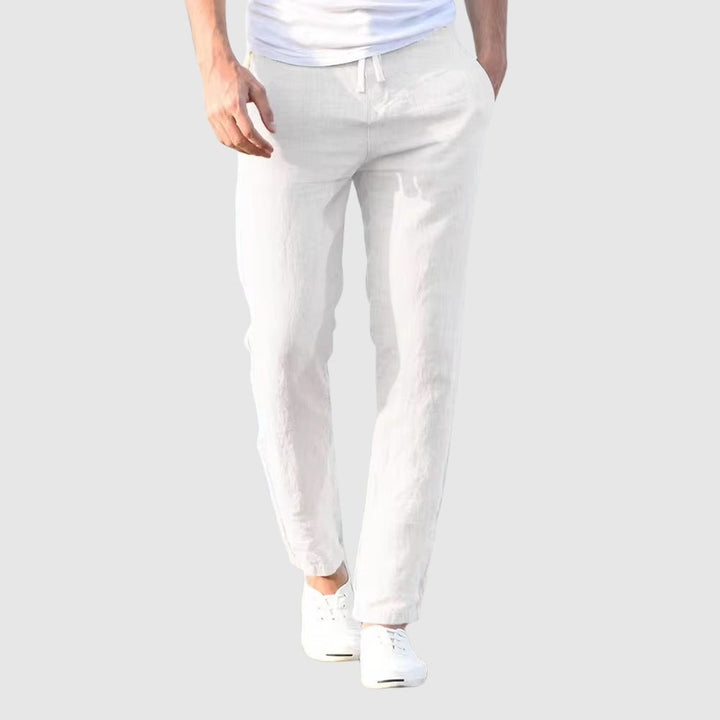 Mens Trousers with Drawstring Closure and Full-Length Legs