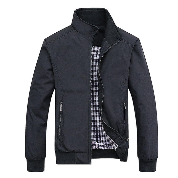 Men’s Winter Jacket with Zipper Closure and High Collar