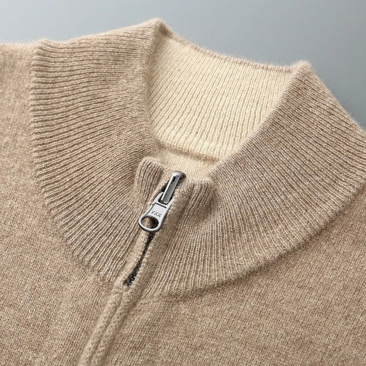 Men's Zip Cardigan with Full-Zip Front and Ribbed Collar