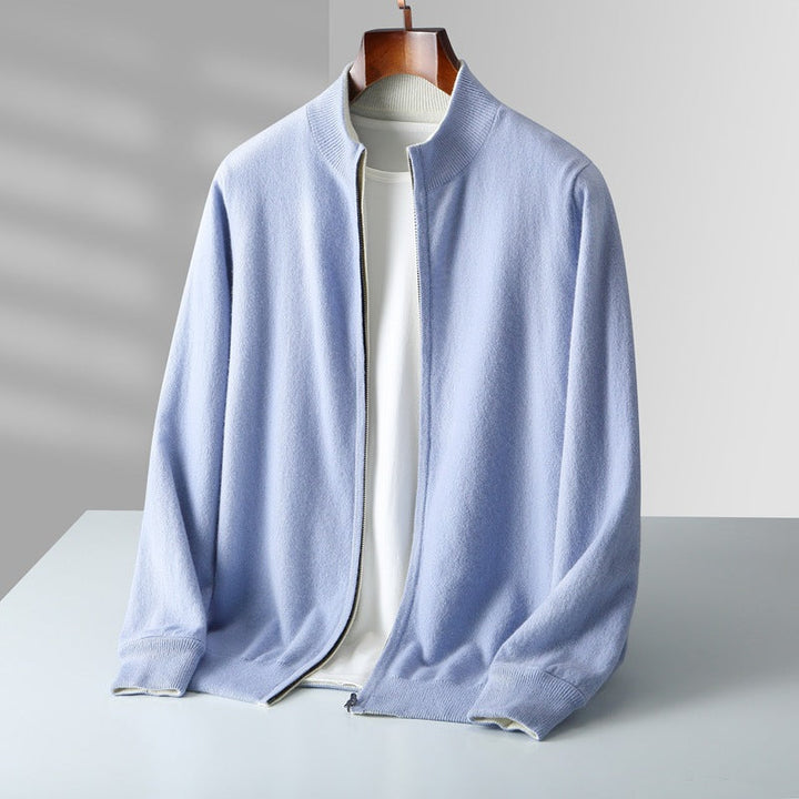 Men's Zip Cardigan with Full-Zip Front and Ribbed Collar