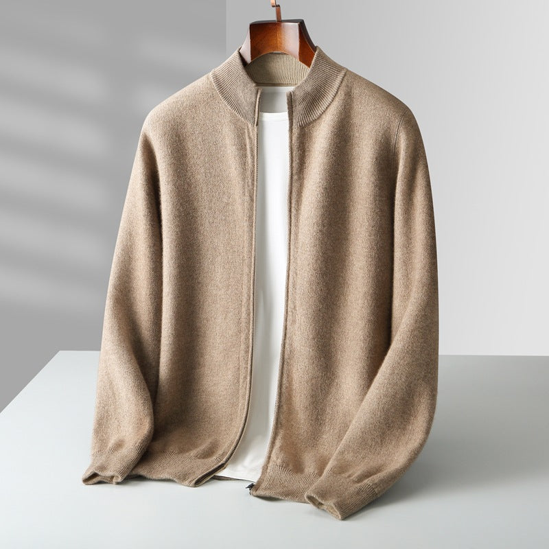 Men's Zip Cardigan with Full-Zip Front and Ribbed Collar