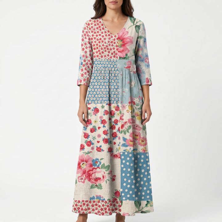 Petaflow - Vintage Floral Patchwork Maxi Dress