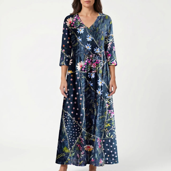 Petaflow - Vintage Floral Patchwork Maxi Dress
