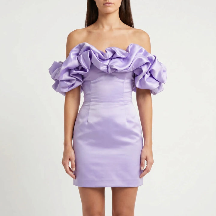 Ruffella - Strapless Ruffle Bust Mini Dress
