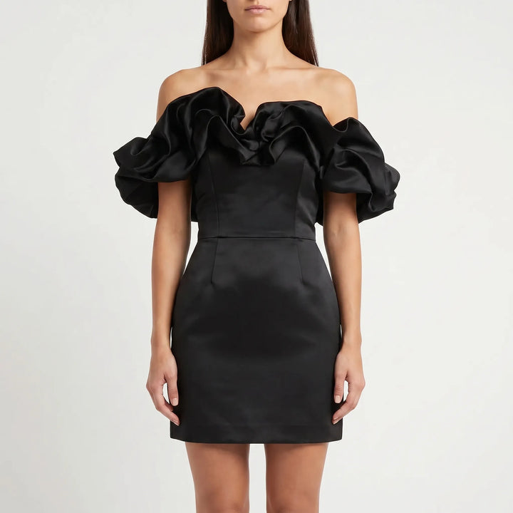 Ruffella - Strapless Ruffle Bust Mini Dress