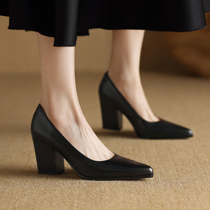 Venetia | Women's Block Heel Pumps Pointed Toe Slip On Work Heels