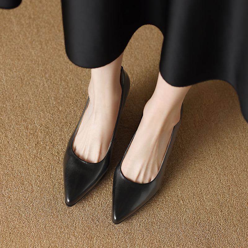 Venetia | Women's Block Heel Pumps Pointed Toe Slip On Work Heels