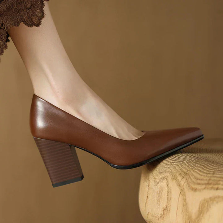 Venetia | Women's Block Heel Pumps Pointed Toe Slip On Work Heels