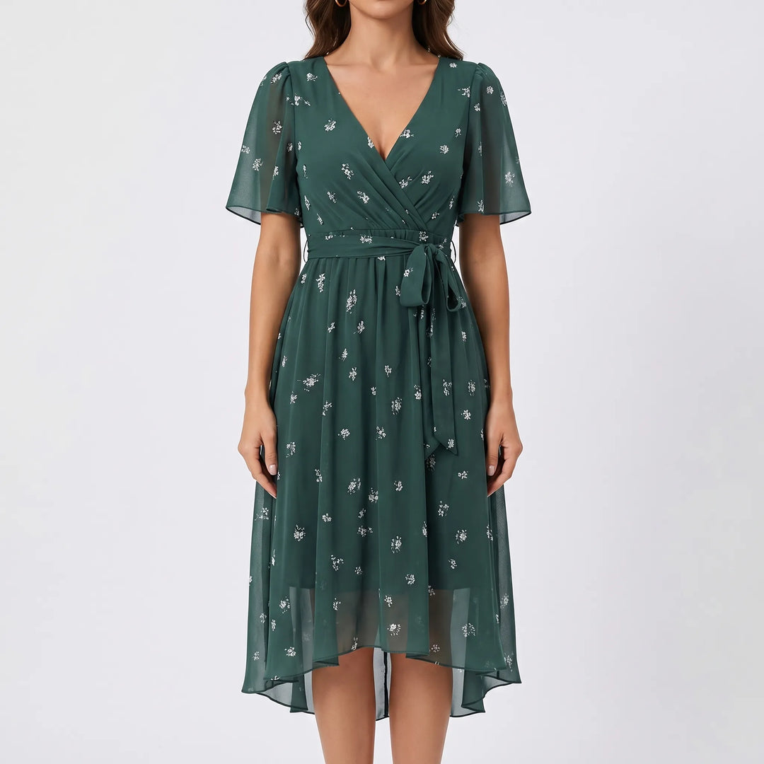 Sunnette - Floral Print Wrap Midi Dress