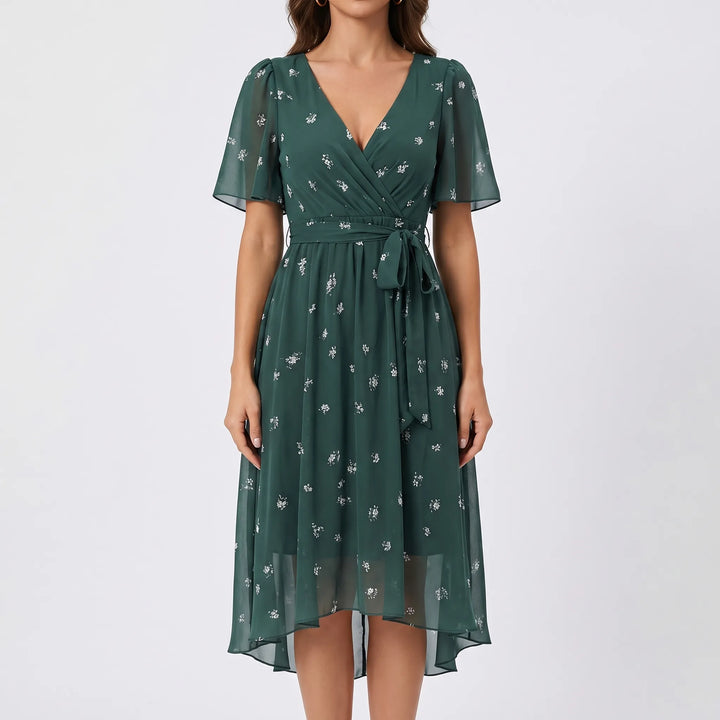 Sunnette - Floral Print Wrap Midi Dress