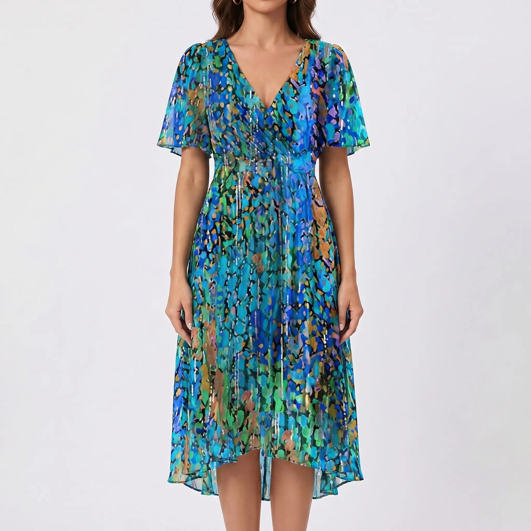 Sunnette - Floral Print Wrap Midi Dress