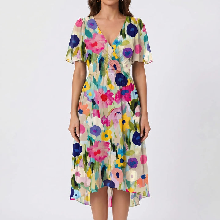 Sunnette - Floral Print Wrap Midi Dress