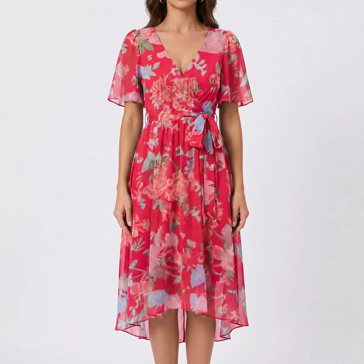 Sunnette - Floral Print Wrap Midi Dress