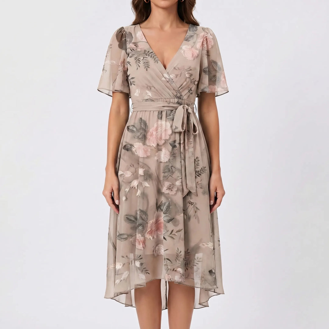 Sunnette - Floral Print Wrap Midi Dress